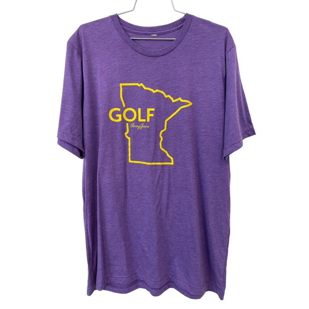 Swing Juice Golf Minnesota Graphic T-Shirt Mens L Purple Yellow Cotton Blend
